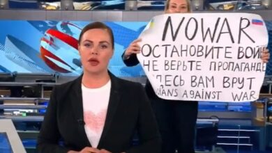 A Staffer Crashed Russia's Main Evening Newscast With An Anti-War Sign