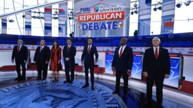 Republicans target absent Trump, hurl insults at sometimes chaotic presidential debate