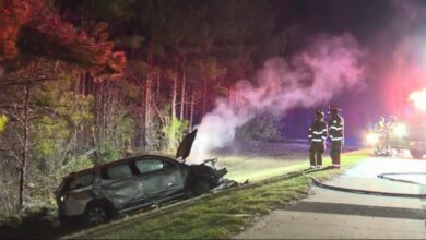 Chase ends in fiery crash along I-540; driver likely faces felony charge