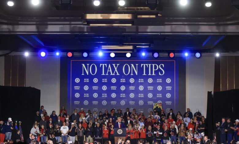 In Las Vegas, Trump once again pitches no taxes on tips