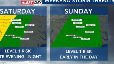 Level 1 risk: ⛈️ Saturday and Sunday are WRAL Weather Alert Days
