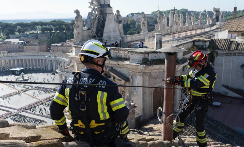 The Vatican installs chimney to signal the selection of the next pope